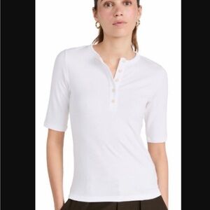 Vince White Short-Sleeve Henley Top